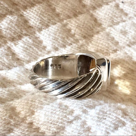 Vintage Sterling Silver Cushion Cut Faceted Citrine Ring - Picture 7 of 13